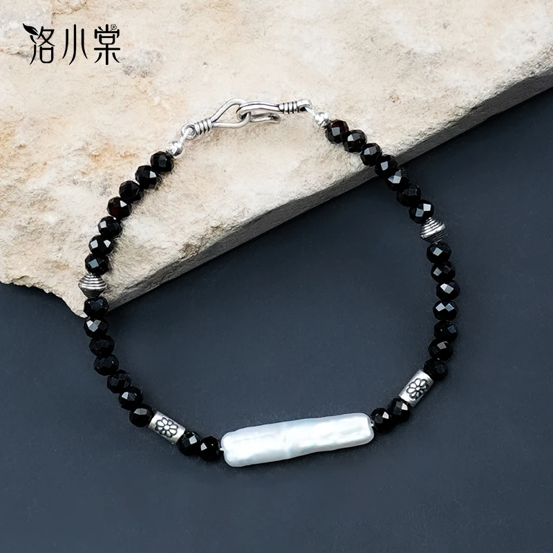 925银手链 洛小棠【墨影】原创复古个性重工百搭925银手链