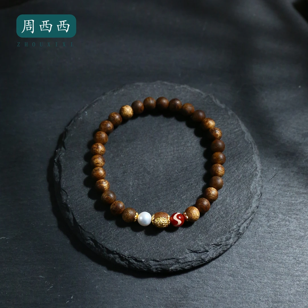 周西西精美玛瑙木作手串6.5mm文玩百搭多样性发货17094