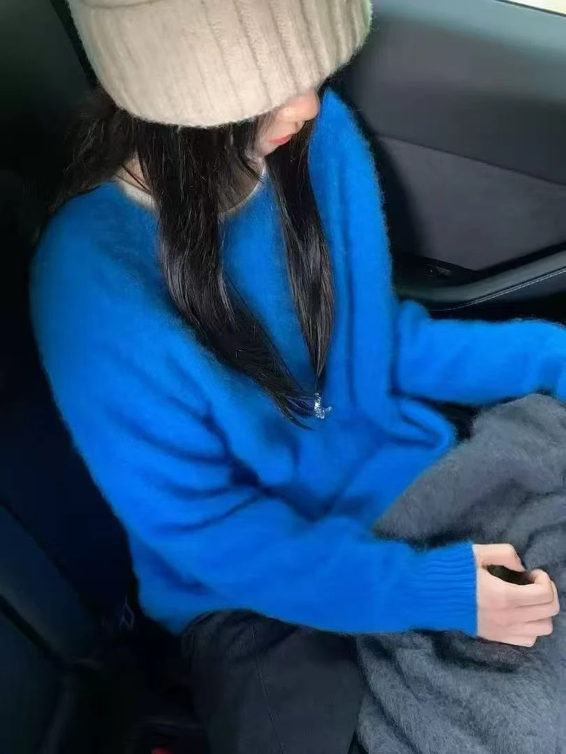 【圆领套头拉绒】羊绒韩版纯色常规女士针织毛衣