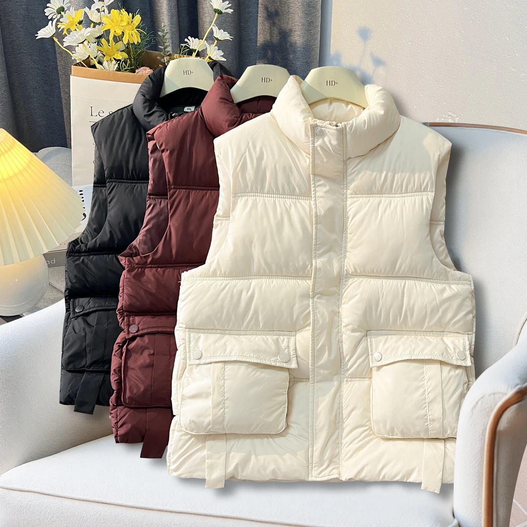 2025短款立领常规拼接宽松型百搭马夹马甲休闲拉链