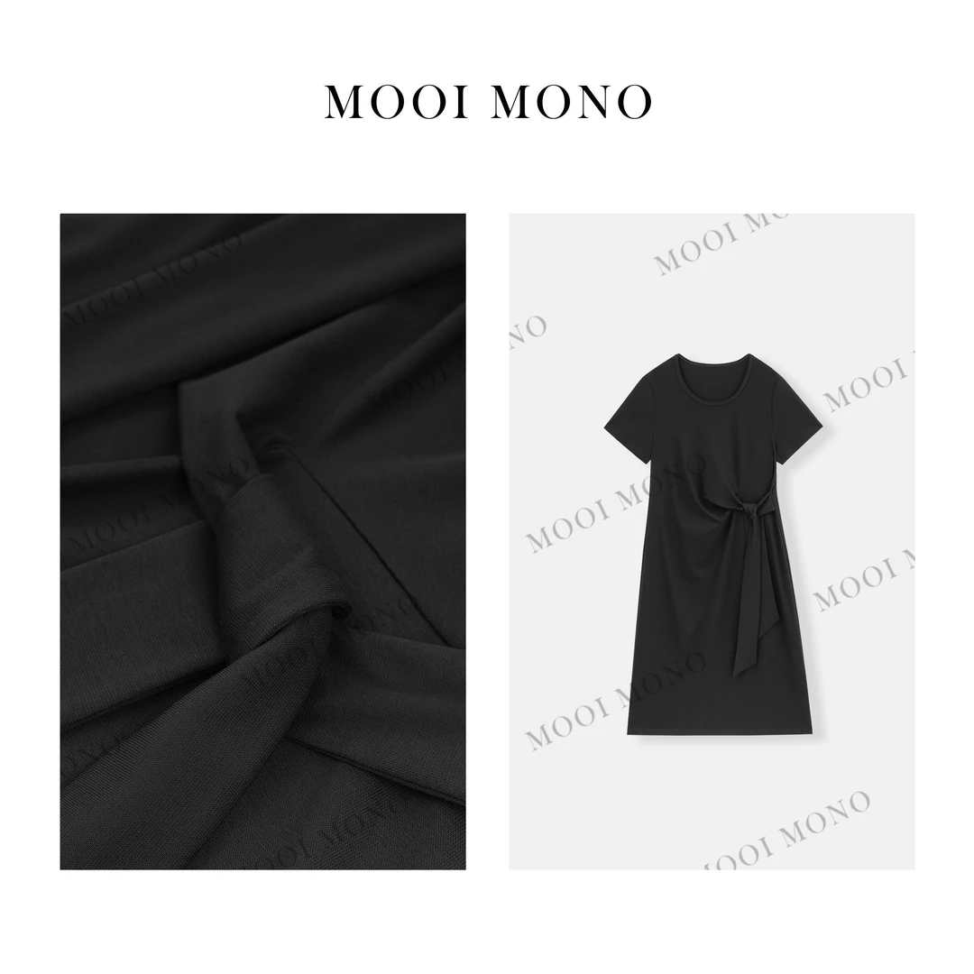 MOOI MONO"柚桉"显瘦时尚小香风气质百搭扭褶设计连衣裙 L698Z52