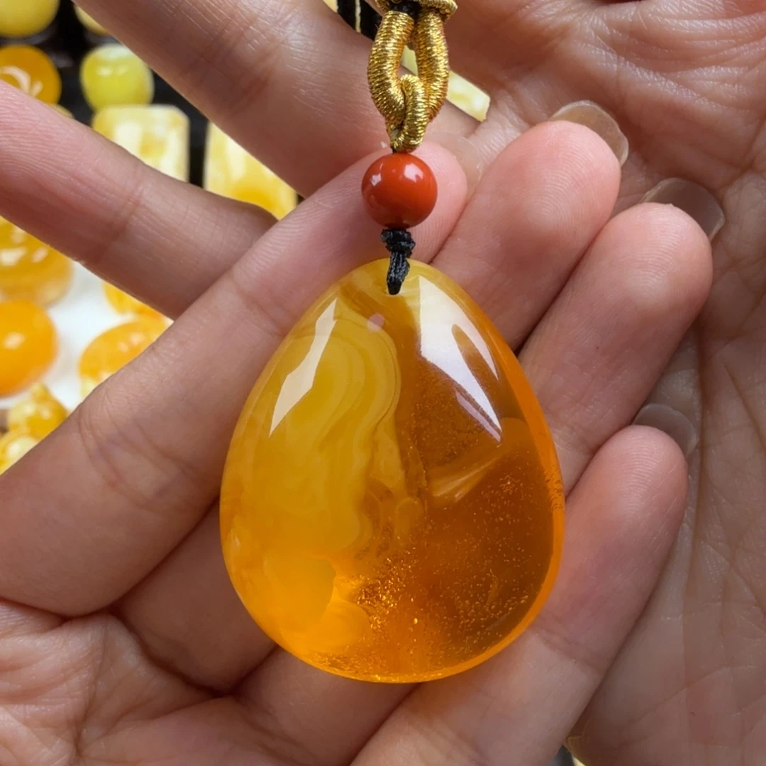 琥珀未镶嵌颈饰纯天然琥珀蜜蜡无优化