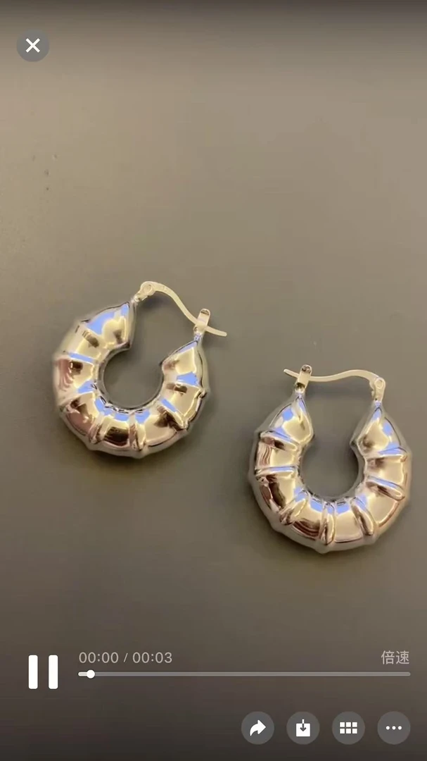 925银耳饰 E1857   简韩新款竹节圈圈耳环