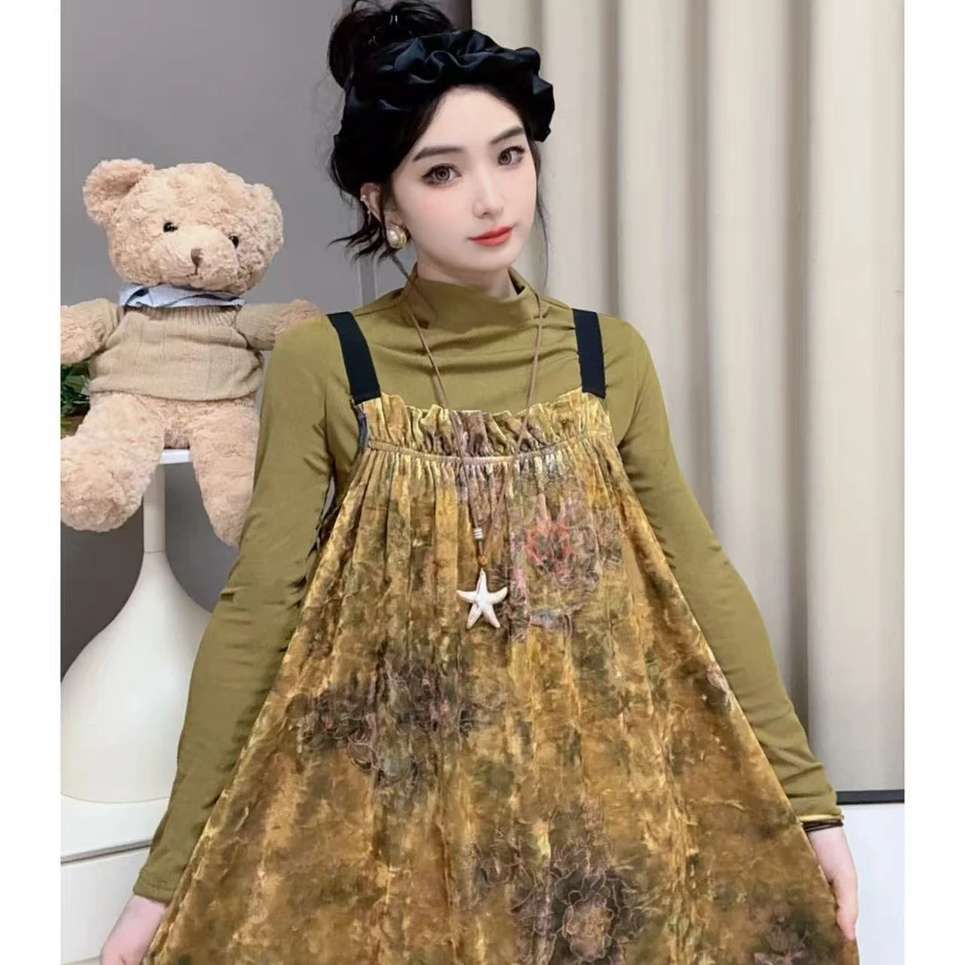 十一专属【浮光月金】秋季新款百搭时尚大码连衣裙碎花女装