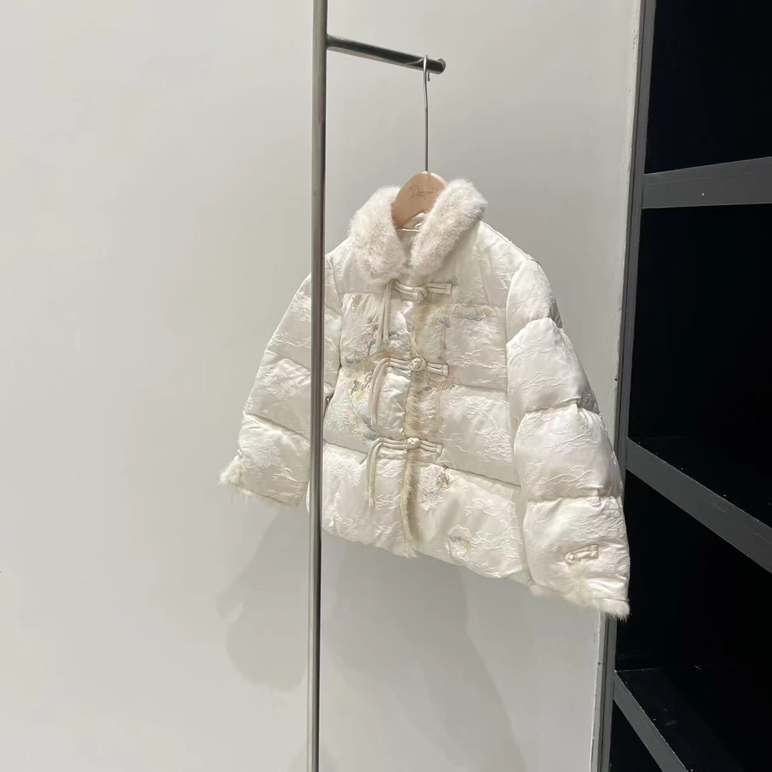 秋冬新中式羽绒服杏色 6532宸系