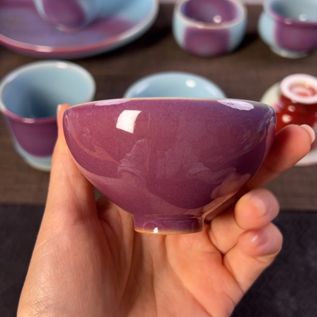 钧窑 泡泡碗 里蓝外紫