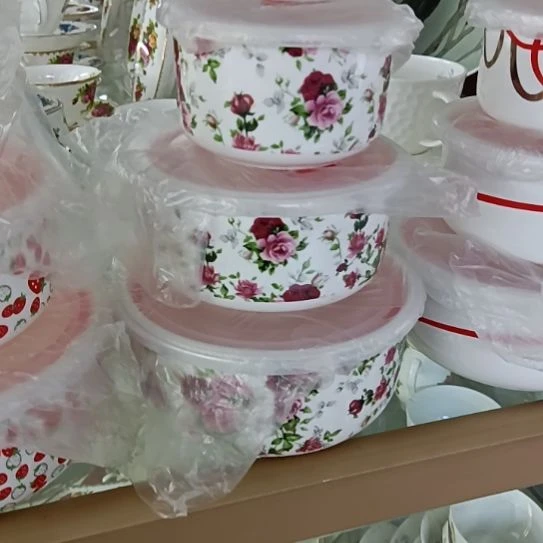 新疆西藏包邮千朵玫瑰骨质瓷三件套保鲜碗