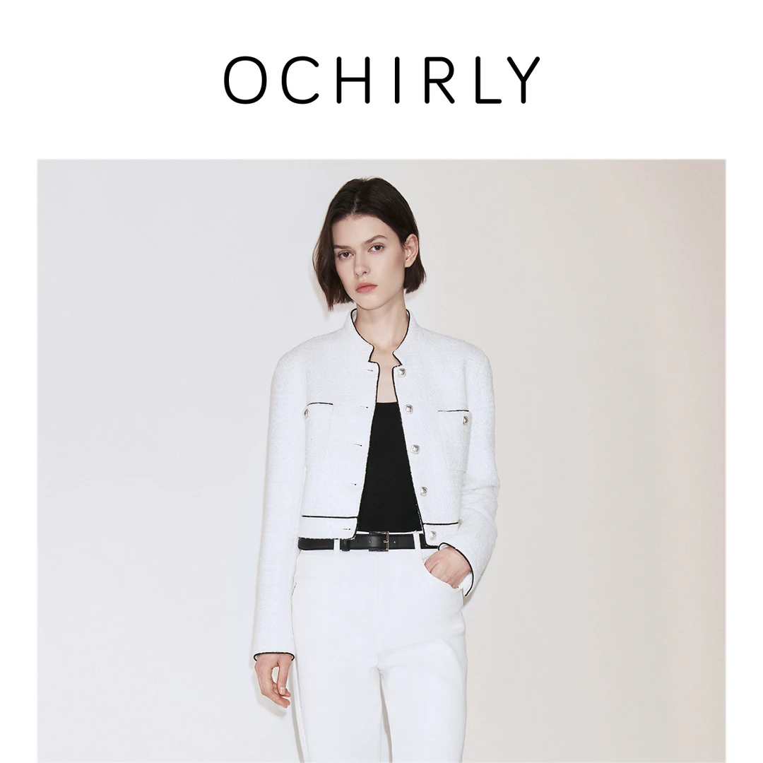 【达人】ochirly欧时力 进口花式呢小香风短外套女正肩气质秋季新