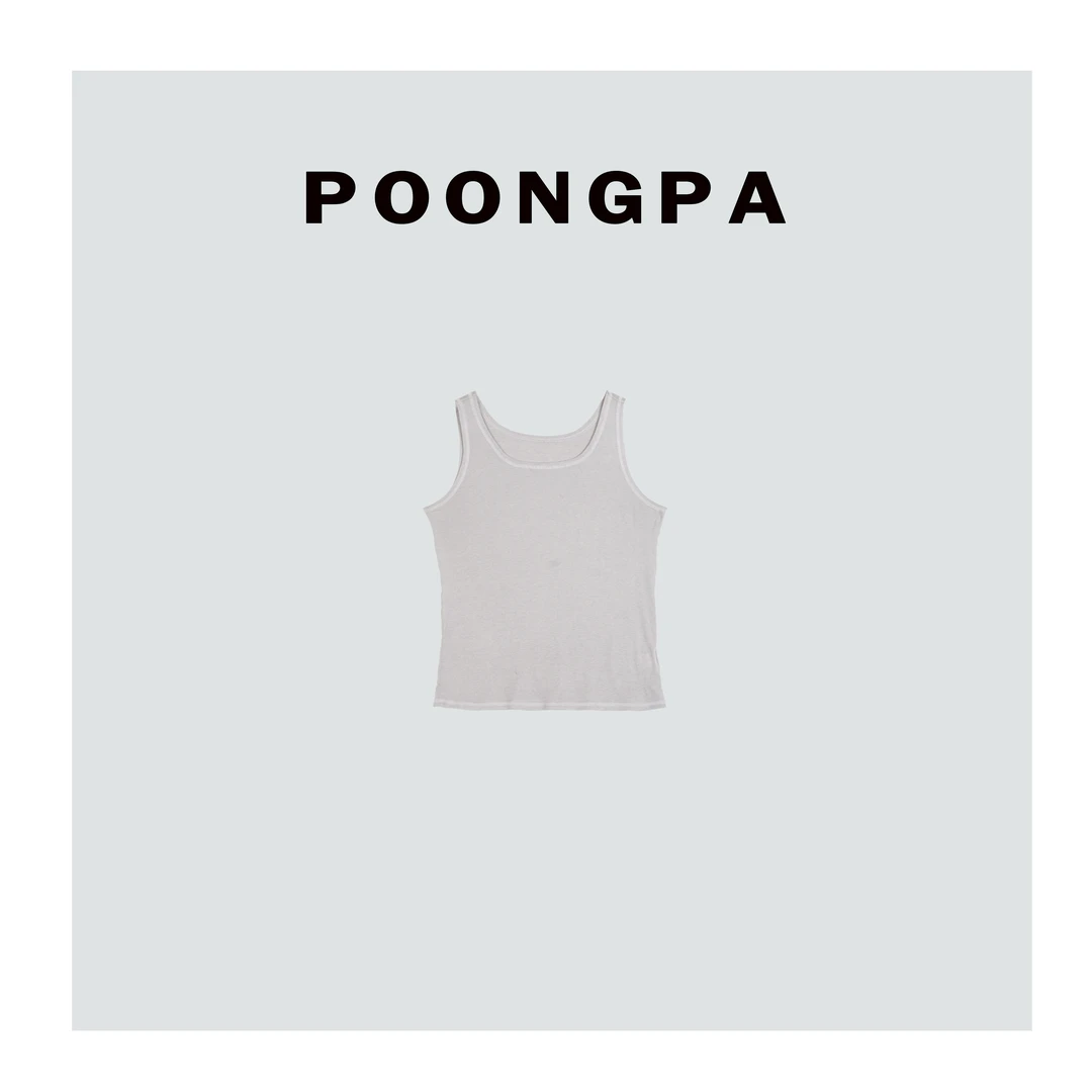 POONGPA/“夏日绽放”简单透气舒适宽肩带吊带 /小众设计中大码显瘦