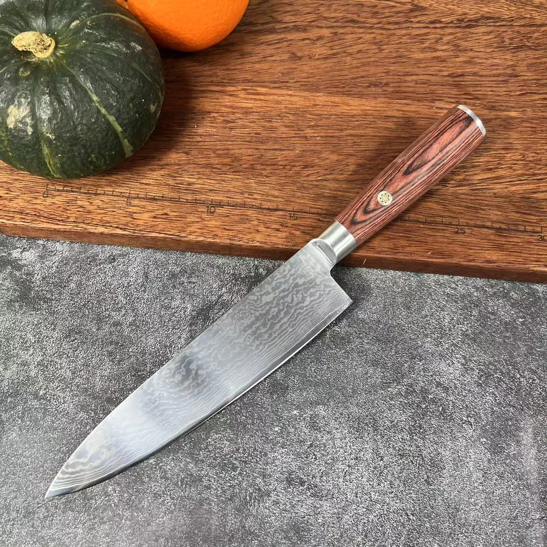 大马士革日式8寸厨师刀厨房用厨师专用锋利切肉片切菜水果刀具849