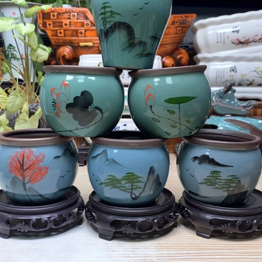 紫砂花盆陶瓷艺术花盆陶瓷