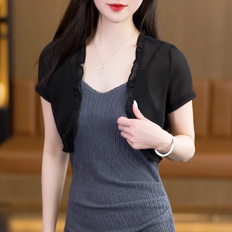 短袖披肩夏季吊带裙外搭罩衫百搭开衫薄款洋气小外套短款小坎肩