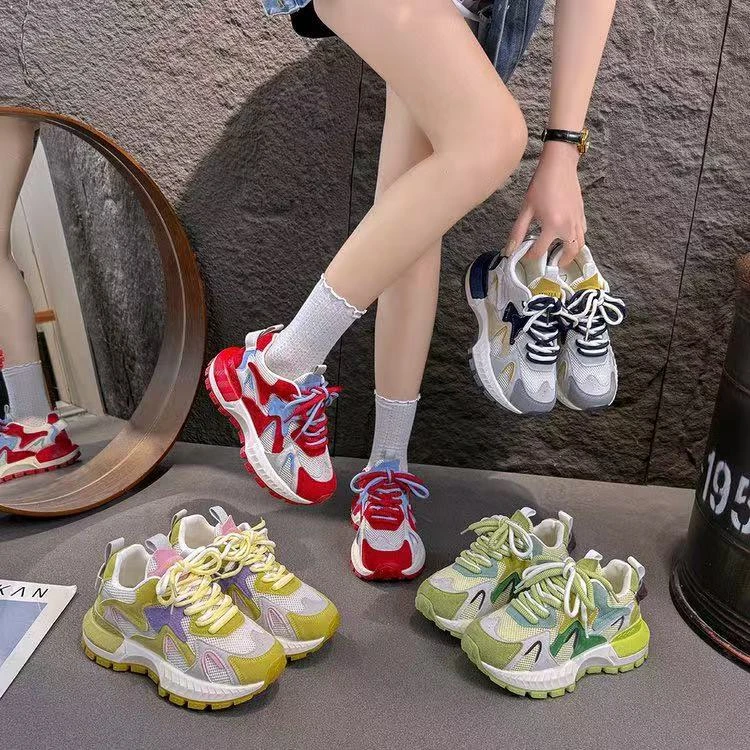 2025女鞋夏季时尚百搭舒适韩版阿甘鞋系带厚底休闲鞋潮流潮鞋低帮