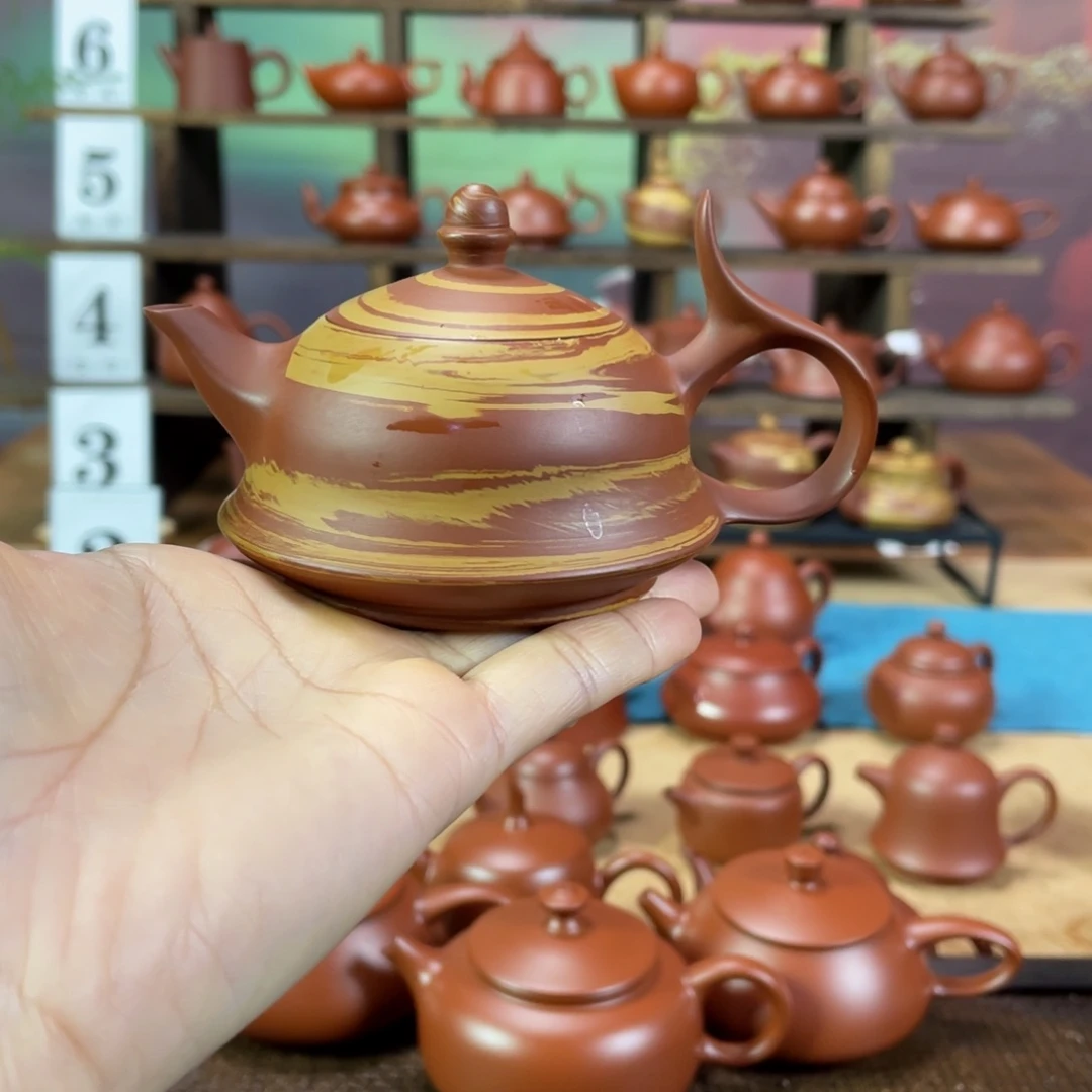 茶壶紫砂李*潮州手工手拉朱泥将军壶
