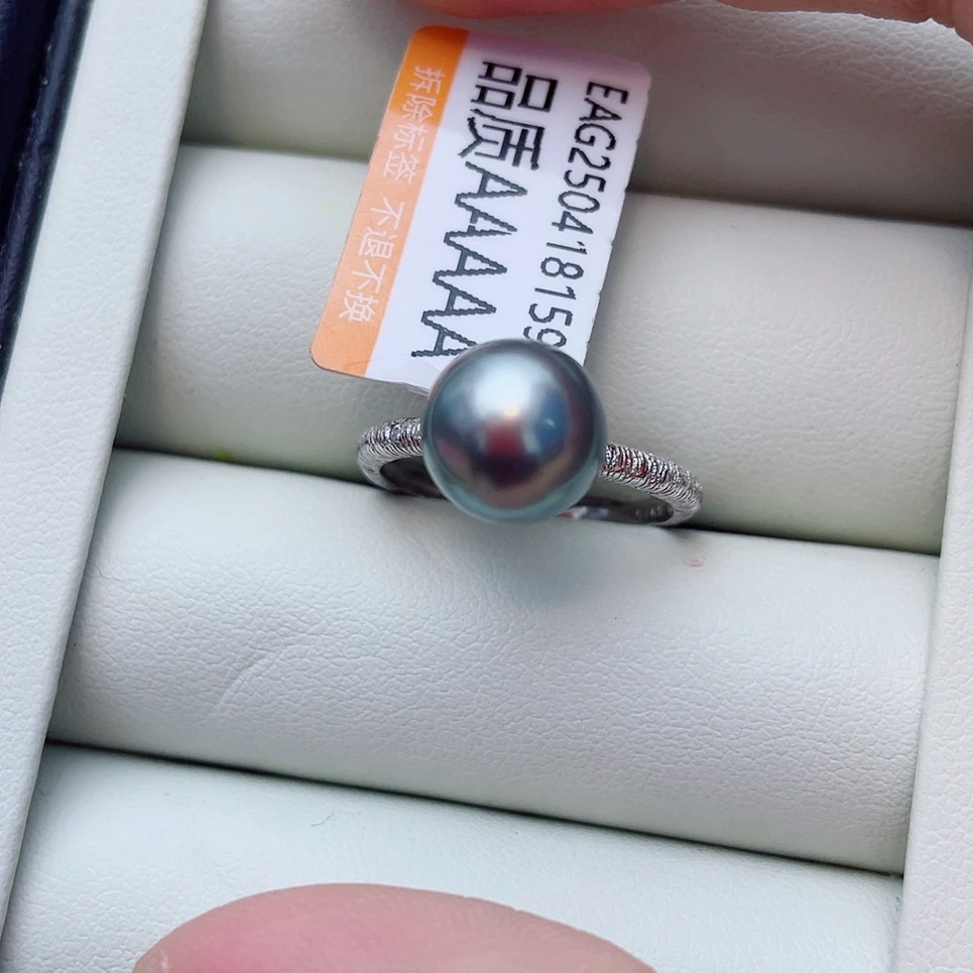 银S925镶嵌海水珍珠戒指w67