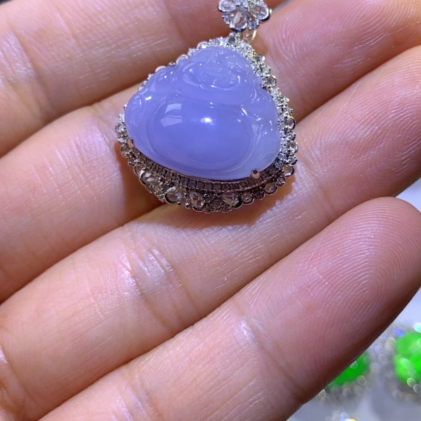 【闪购商品】翡翠挂件18K金镶嵌天然翡翠