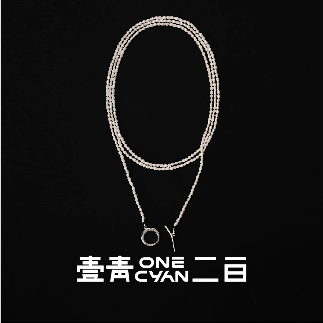 ONECYAN 吊坠925银 《珂光》纯银OT扣长链叠戴项链115cm