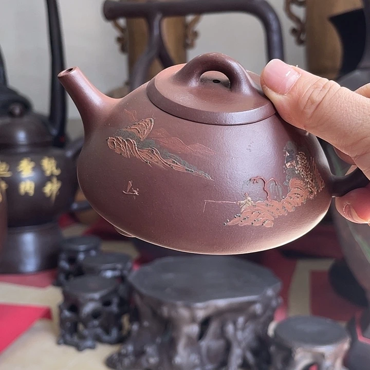 茶壶紫砂省工艺师彩绘老石瓢
