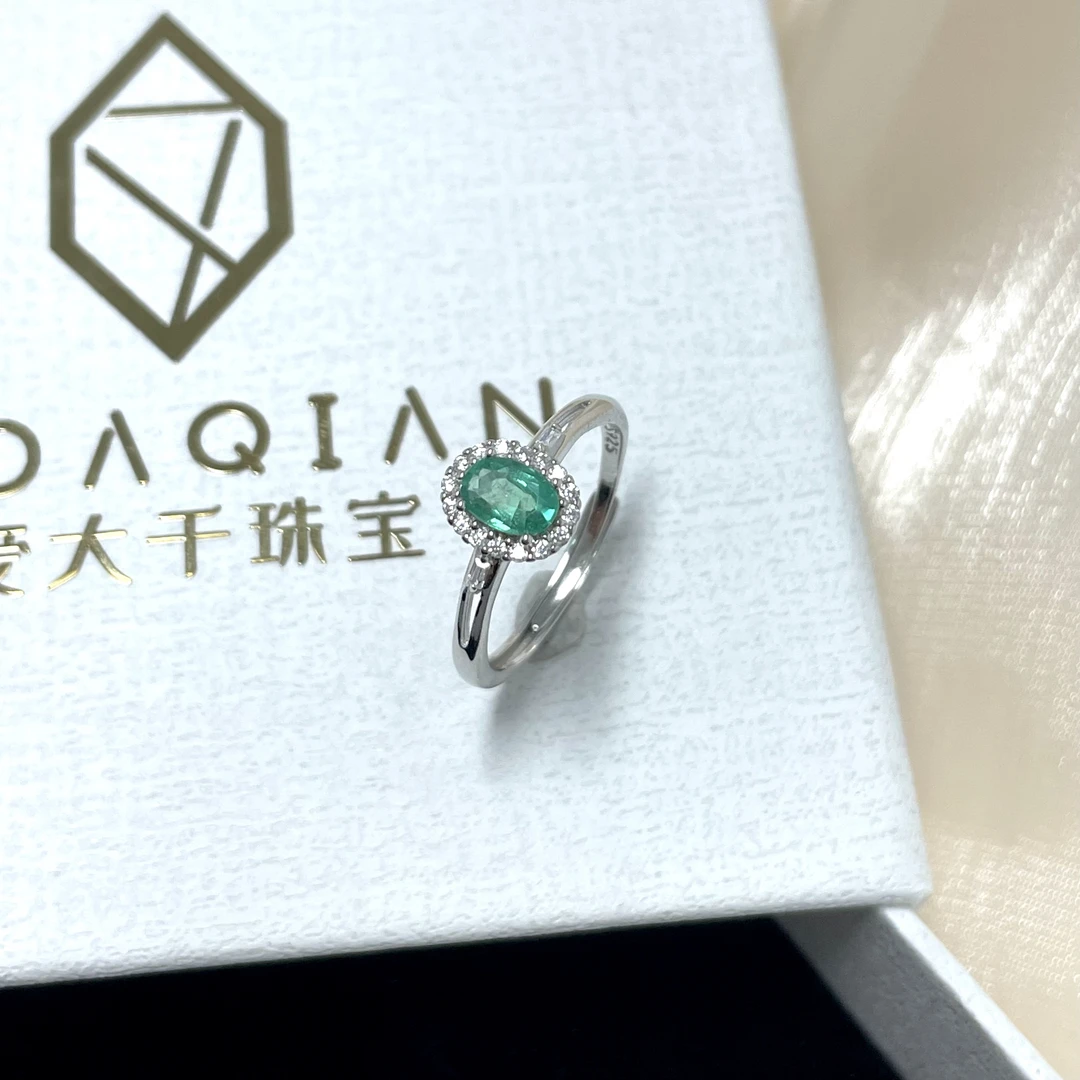 天然祖母绿戒指女款送女朋友珠宝首饰精致大气高级感s925银