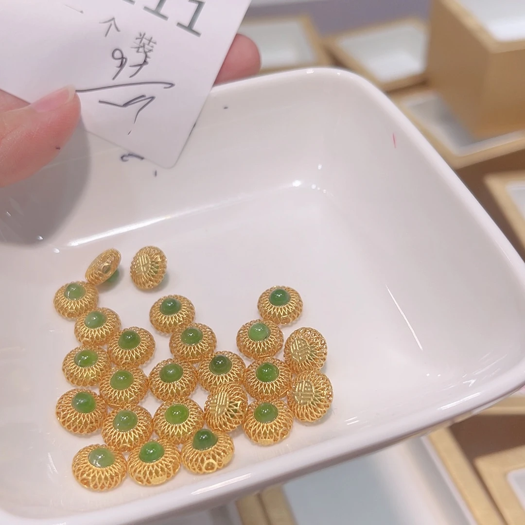水晶珠宝半成品银S925镀金镶嵌111 。
