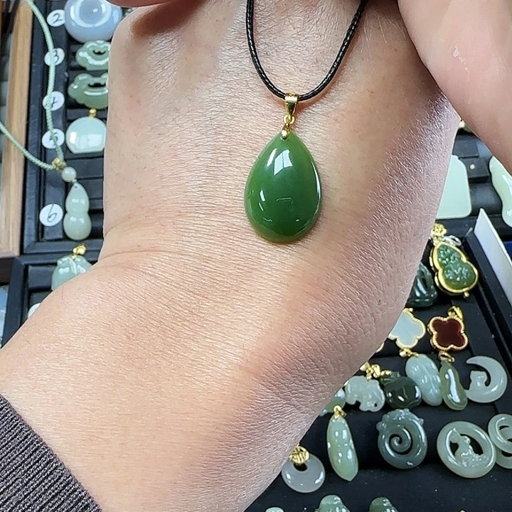 和田玉颈饰银S925镶嵌