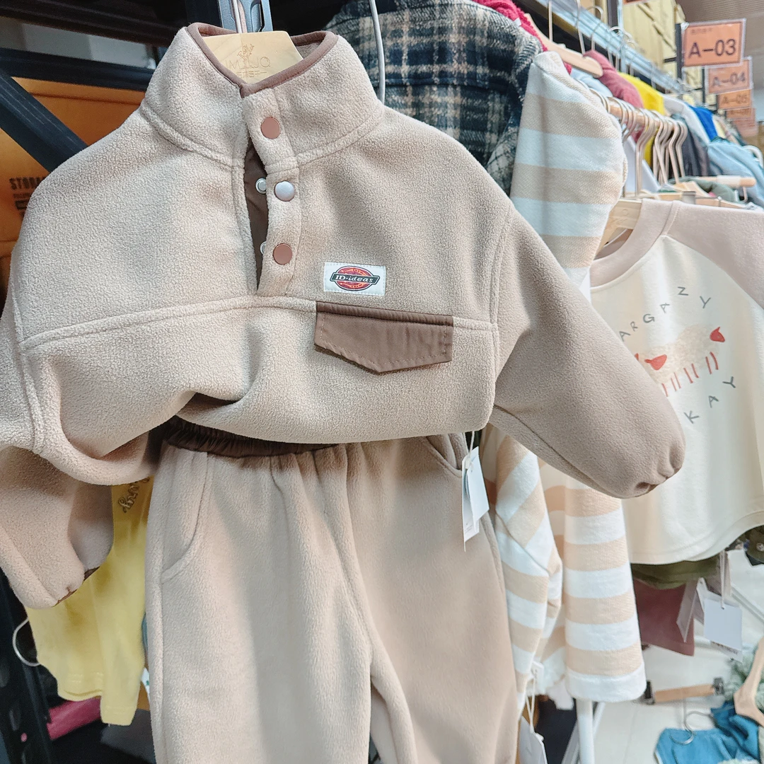 【JMJQ 201265】深秋冬季儿童双面绒运动户外保暖休闲立领套装