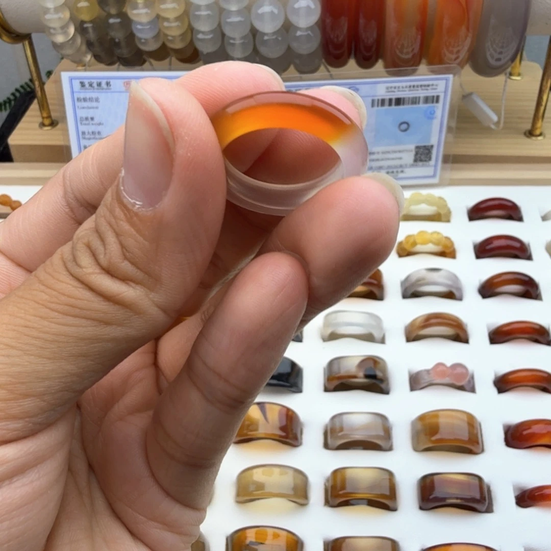 未镶嵌戒圈玛瑙/玉髓16圈福利内圈细微抛光痕介意勿拍
