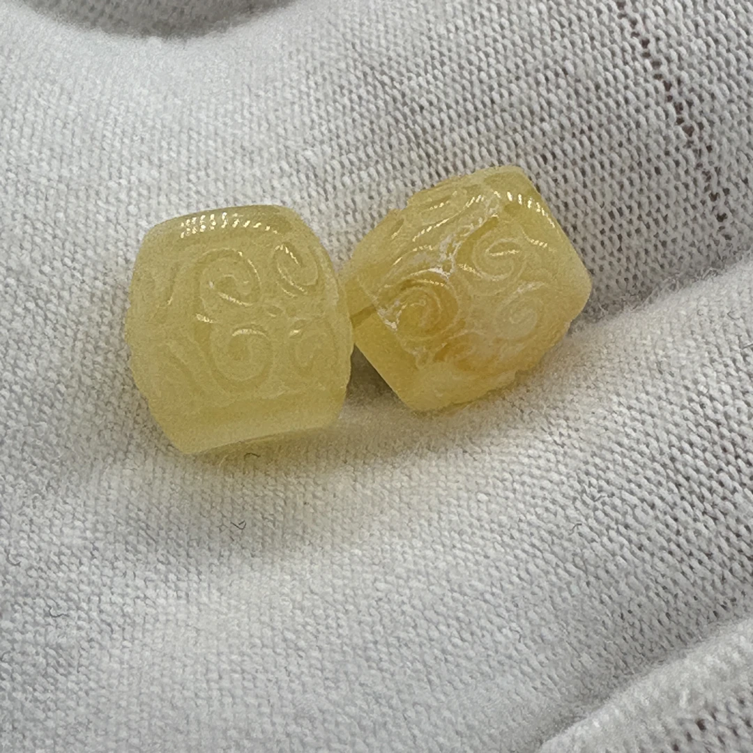 天然蜜蜡回纹桶珠一对7.5*8.1DIY配件小提溜