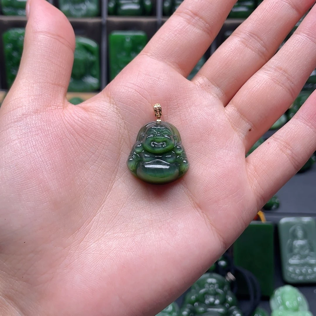 和田玉18K金镶嵌颈饰