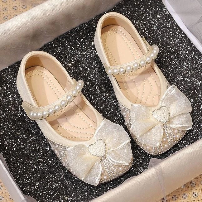 女童鞋公主鞋2025夏季新款儿童小皮鞋水晶鞋宝宝单鞋春秋鞋子软底