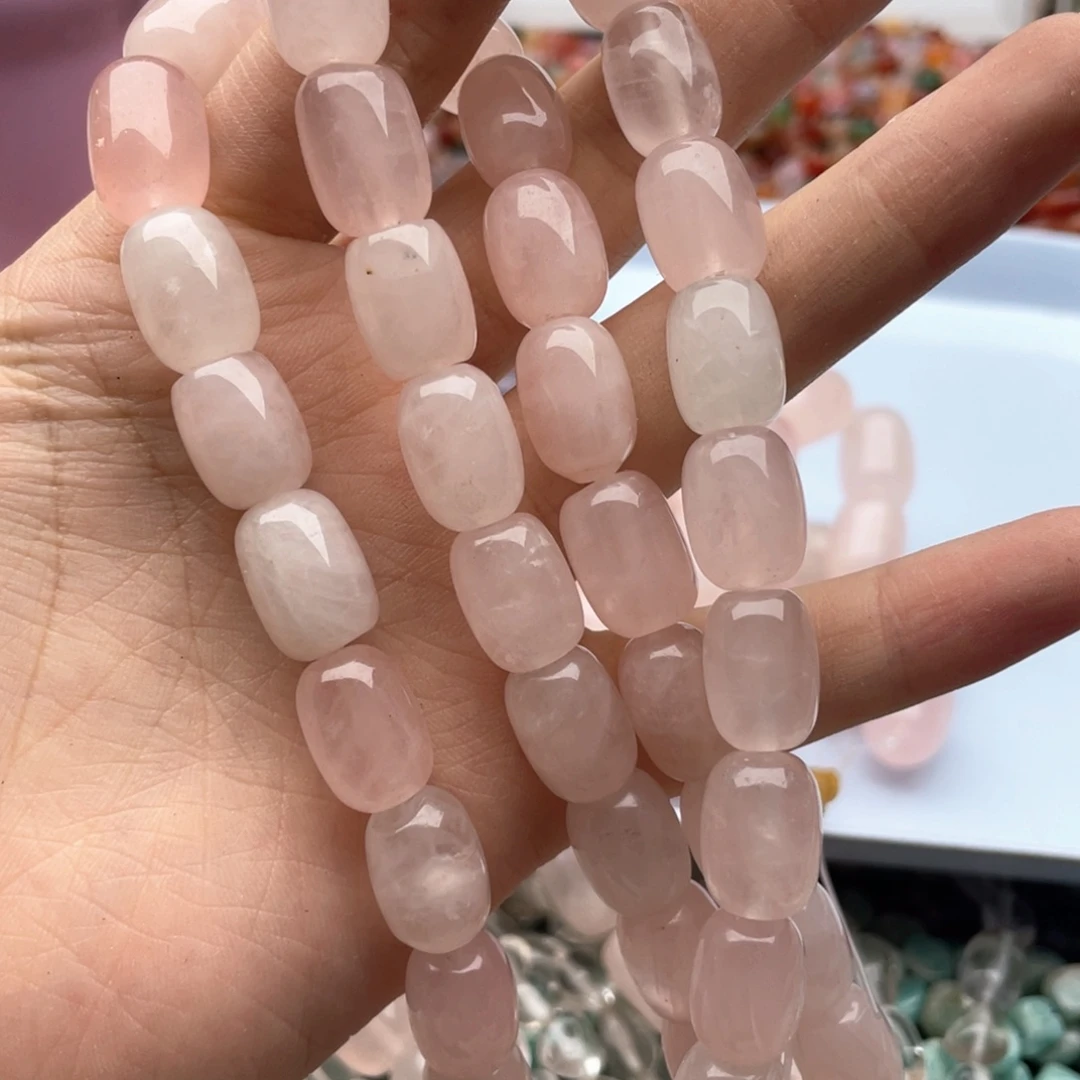 玛瑙/玉髓未镶嵌珠宝半成品一条装10*14左右粉水桶珠