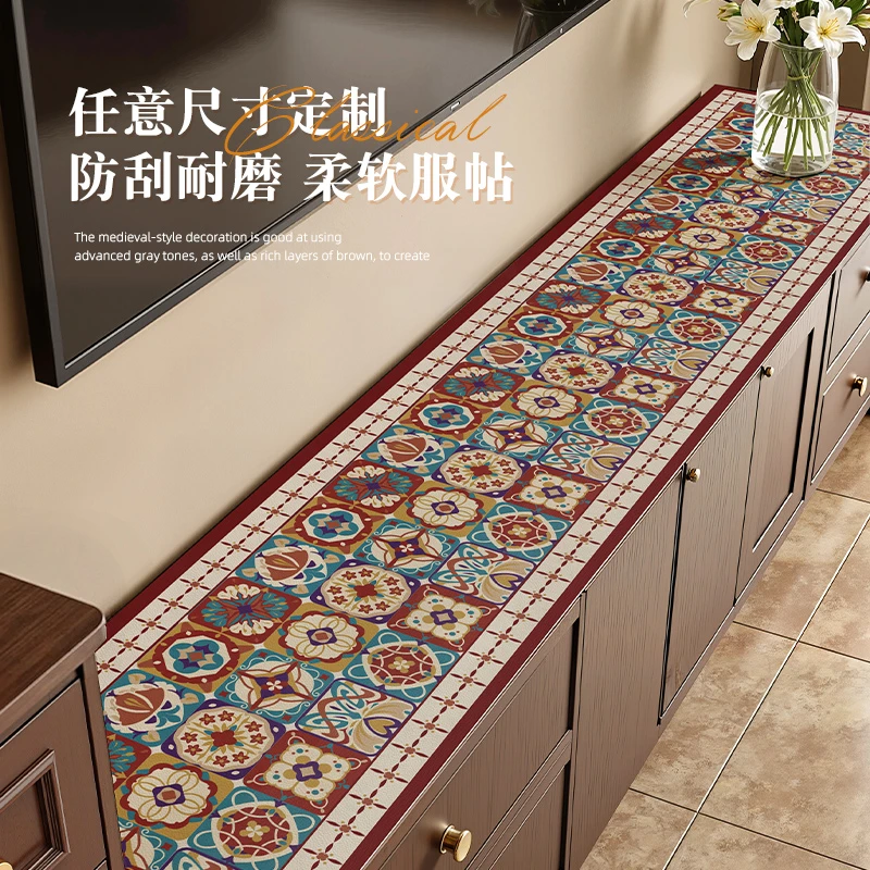 电视柜垫桌垫台布美式复古餐边柜防水防油免洗耐磨防刮桌布民族风