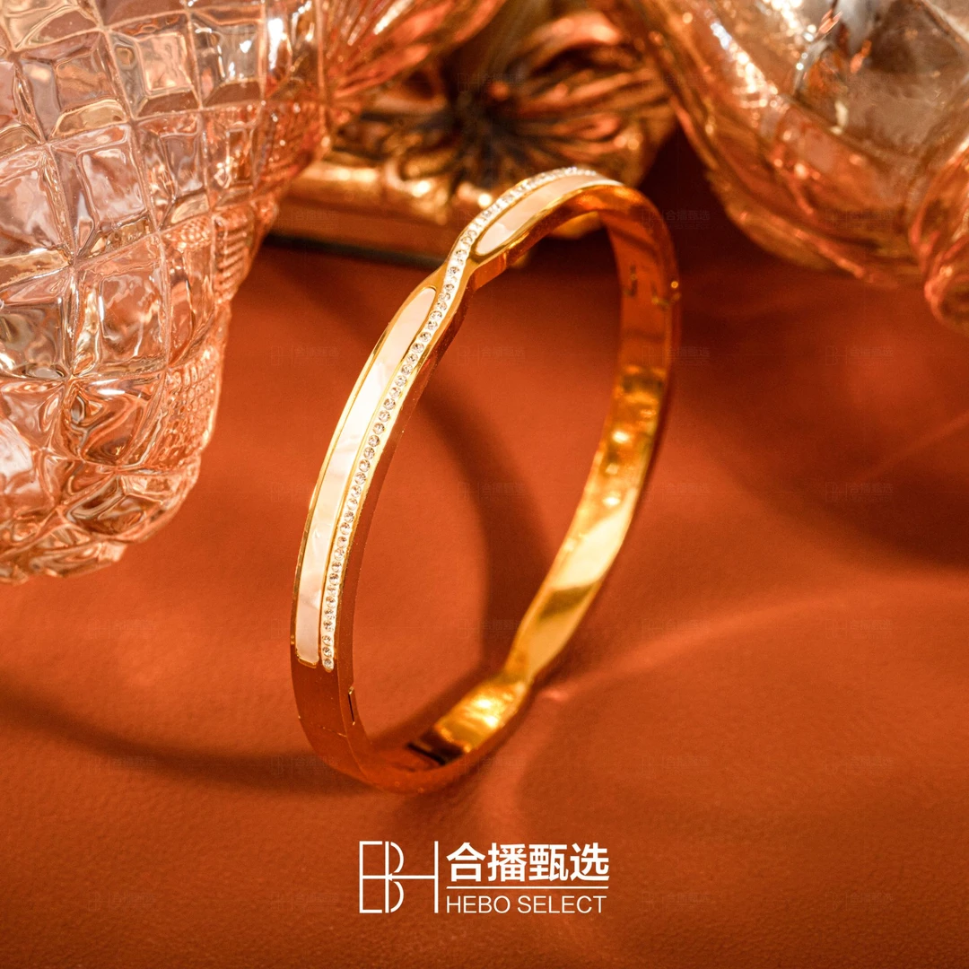 钛钢手镯 万花筒草气质时尚百搭简约手工手镯