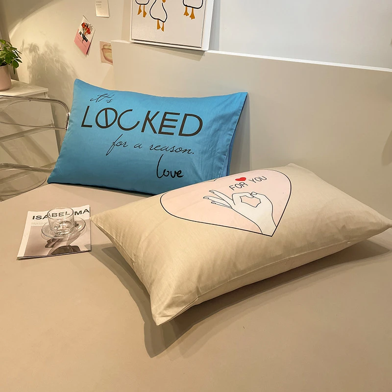 纯棉枕套一对装家用48x74全棉枕头罩简约单人枕芯套加厚奢华成人