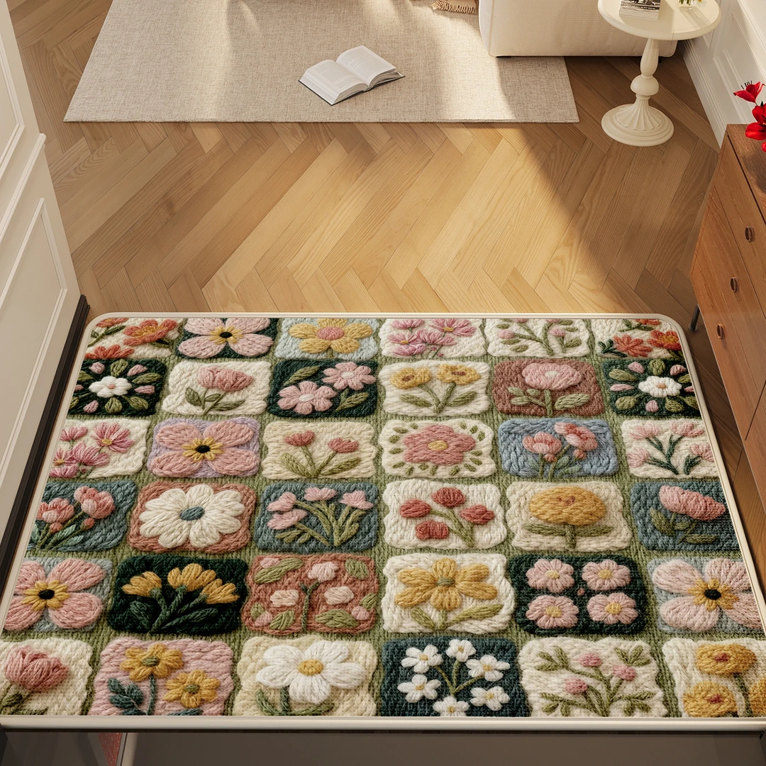 仿毛线入户门防滑耐磨亚麻地垫可裁剪耐脏免洗门口蹭土玄关地毯