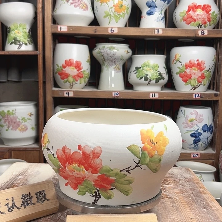 摆件口25牡丹新款陶瓷陶瓷