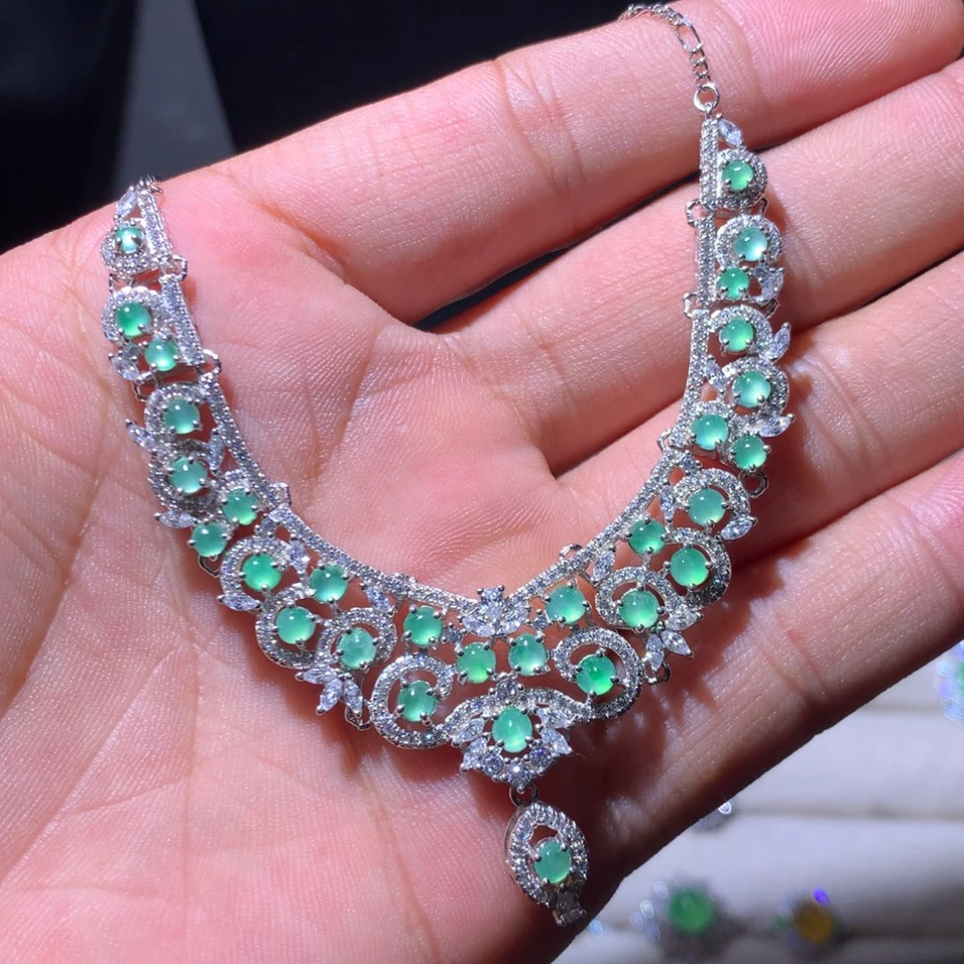 翡翠银S925镶嵌耳饰2