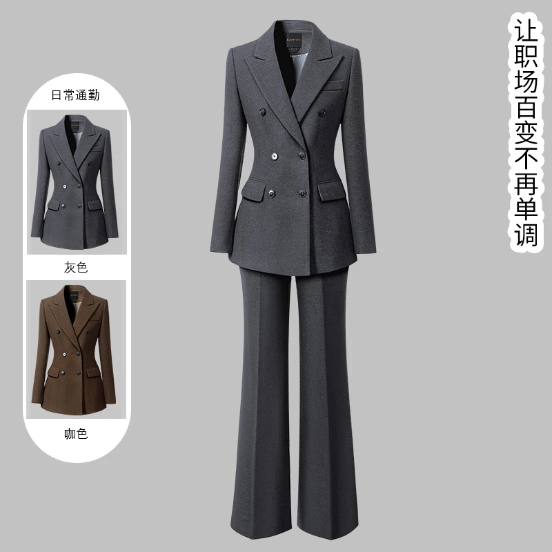 【GUTIFU】女士毛呢西装外套灰色职业通勤西服面试商务女神范韩版