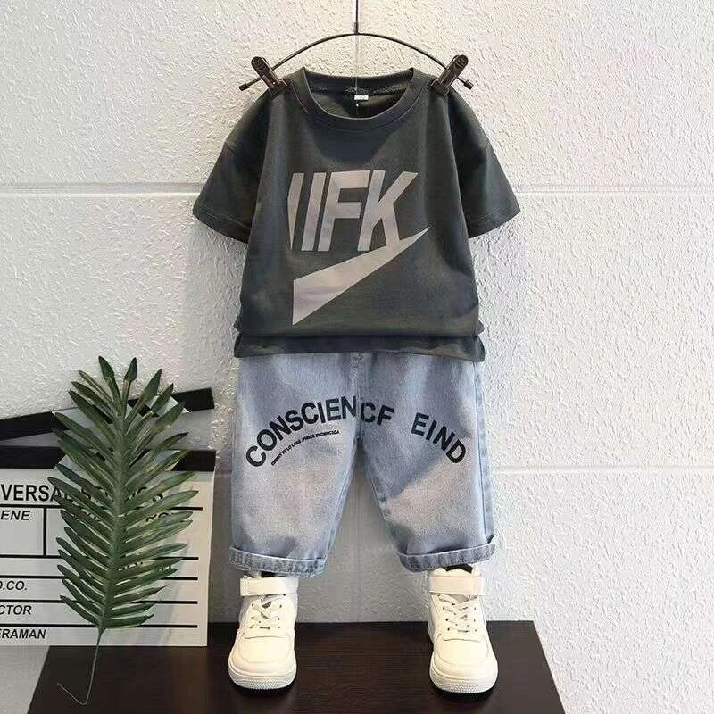 春装洋气春秋童装男童夏季套装韩版儿童短袖两件套潮宝宝夏衣服