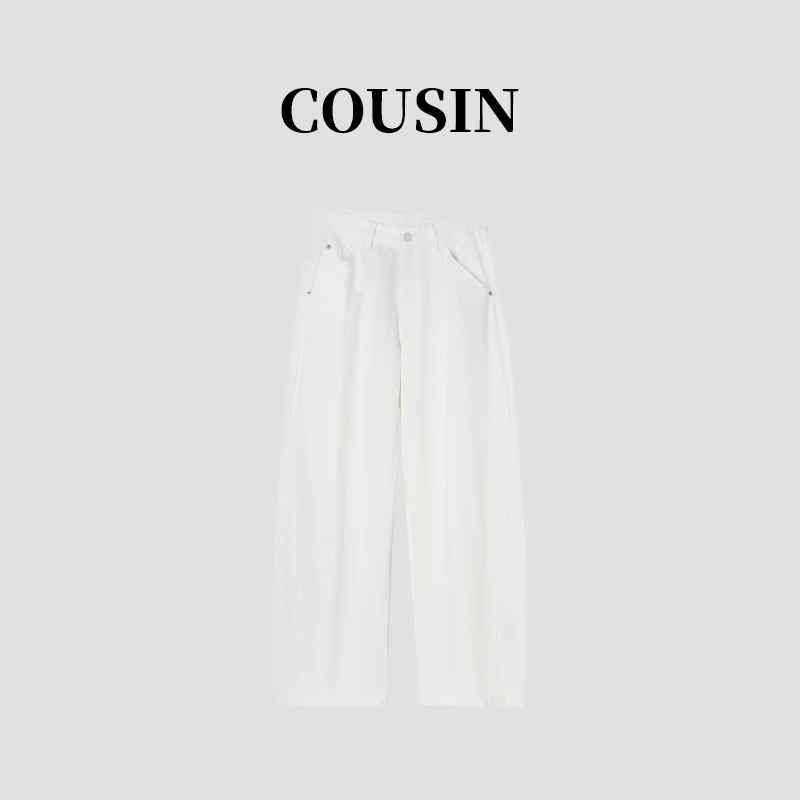 美式宽松牛仔裤直筒裤时尚弯刀裤子女 2059