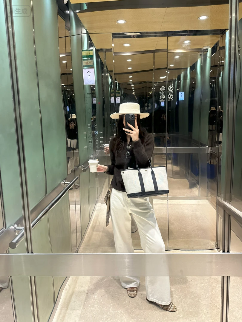 【TAOMIAO】白色双根纯色法式女士手提花园包