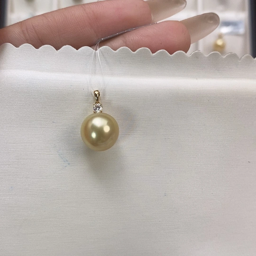 吊坠(不含链)18K金镶嵌海水珍珠12-13