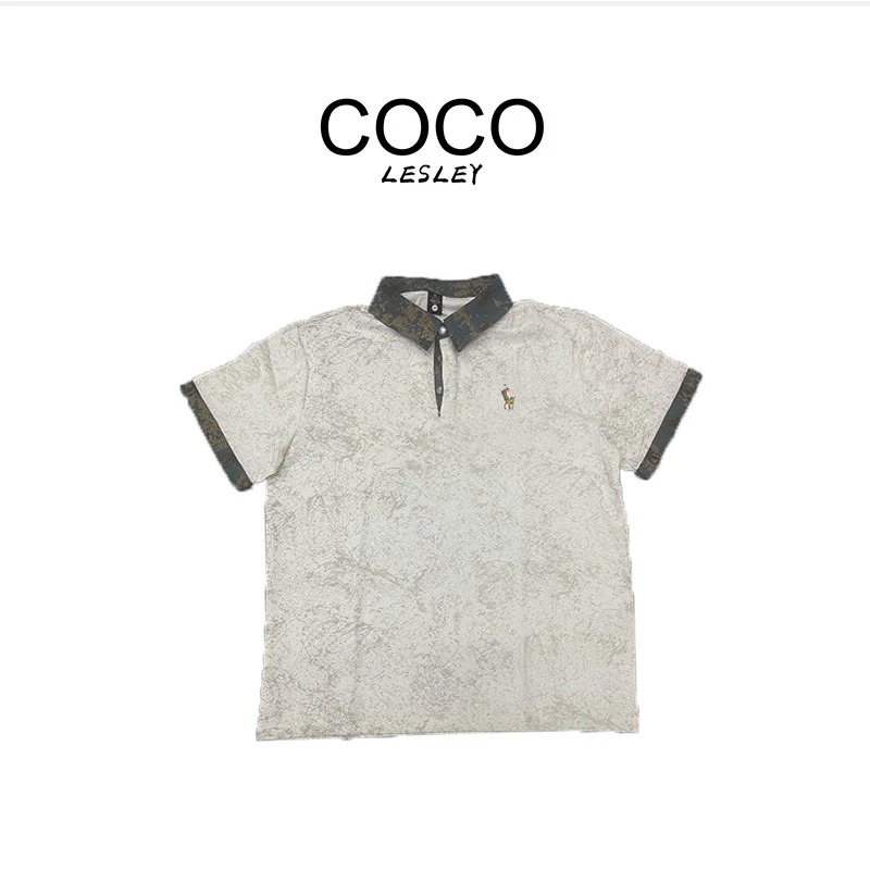 COCO LESLEY  新款Ins大牌刺绣撞色领poloT恤