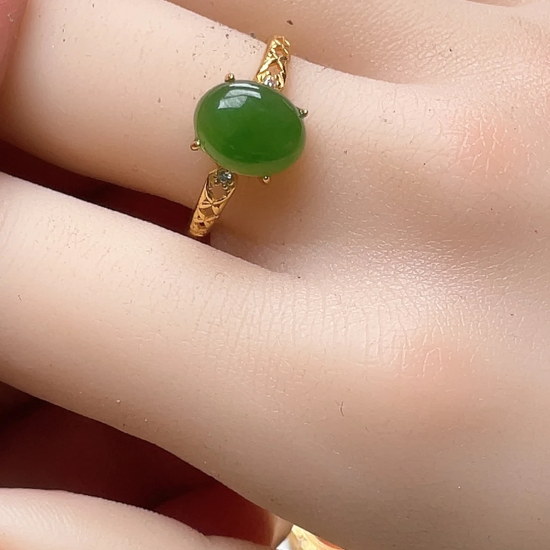 和田玉戒指银S925镶嵌