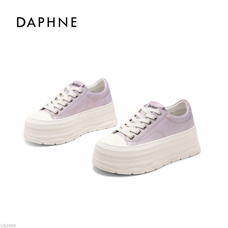 达芙妮2025女鞋休闲春季学院风增高休闲时尚鞋百搭系带小白鞋TT