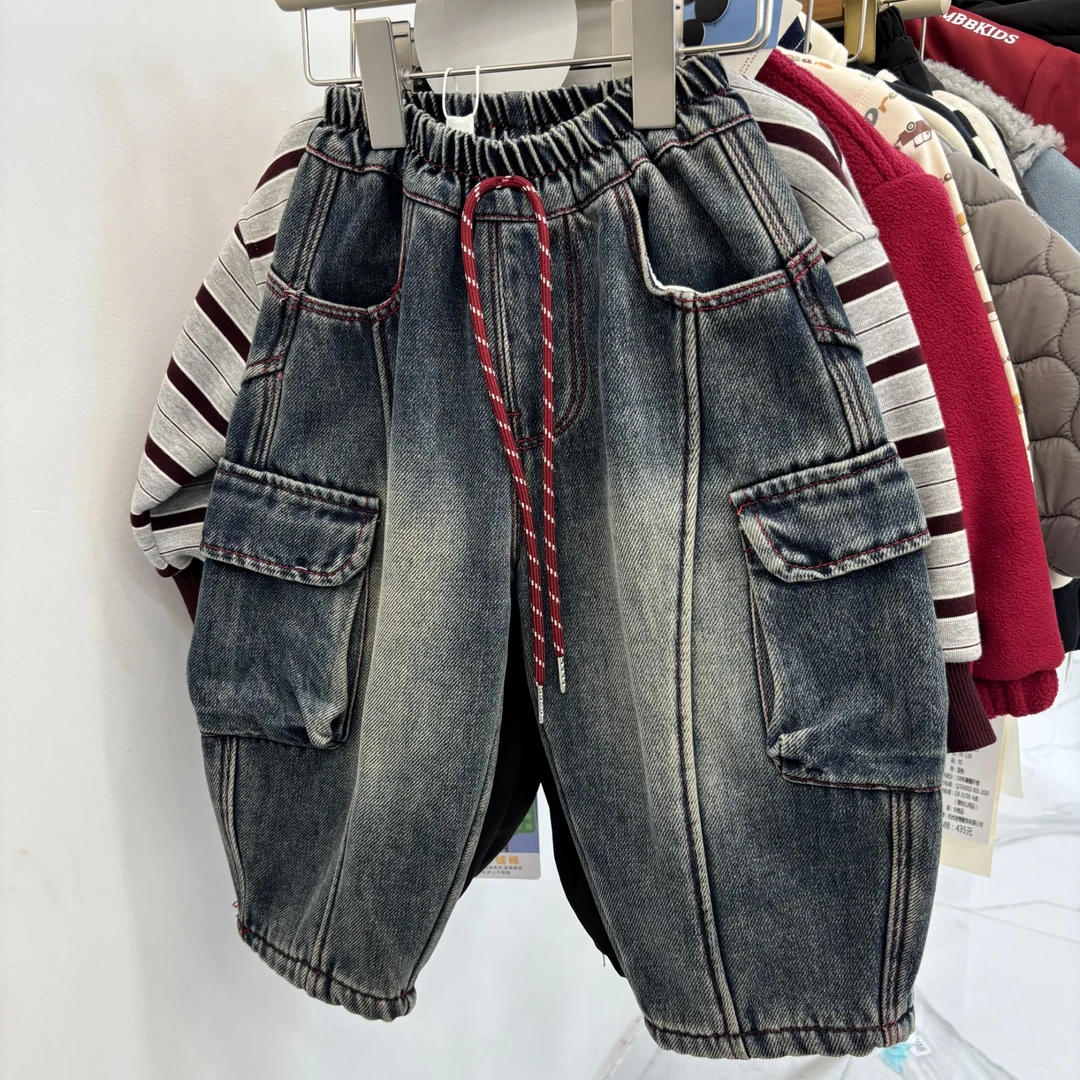 高品质实体品牌小童秋冬加绒牛仔裤685053