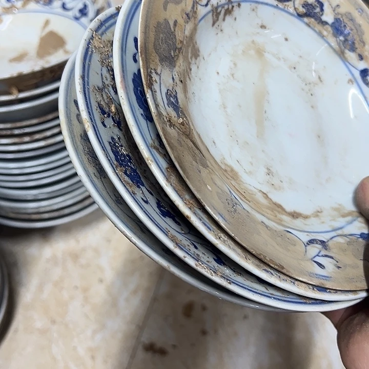 平***顺陶摆件4个20厘米芙蓉花深盘