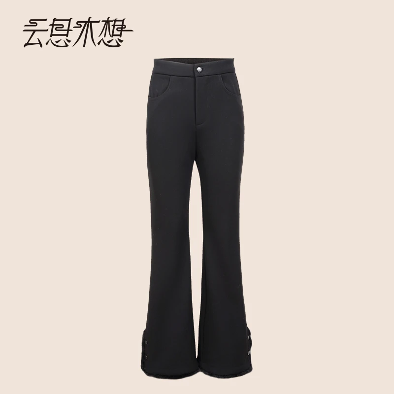 Ysimo-X云思木想 风灵傲雪 秋冬新款微喇叭加厚休闲裤14386