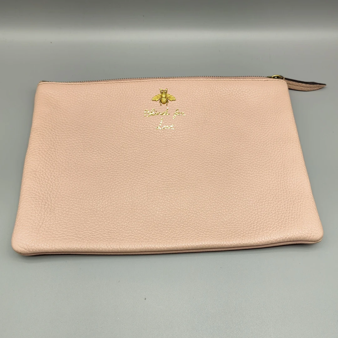 95新 GUCCI/古驰   粉色手拿包 1661 7384