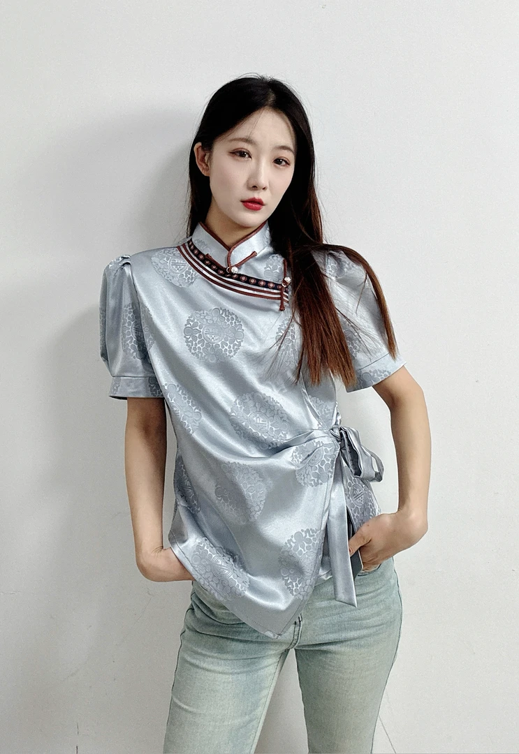 【AYILA】蒙古服饰八宝图案新款短袖显瘦百搭